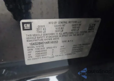 2017 GMC Yukon Slt z USA, uszkodzony, nr VIN 1GKS2BKC1HR146053